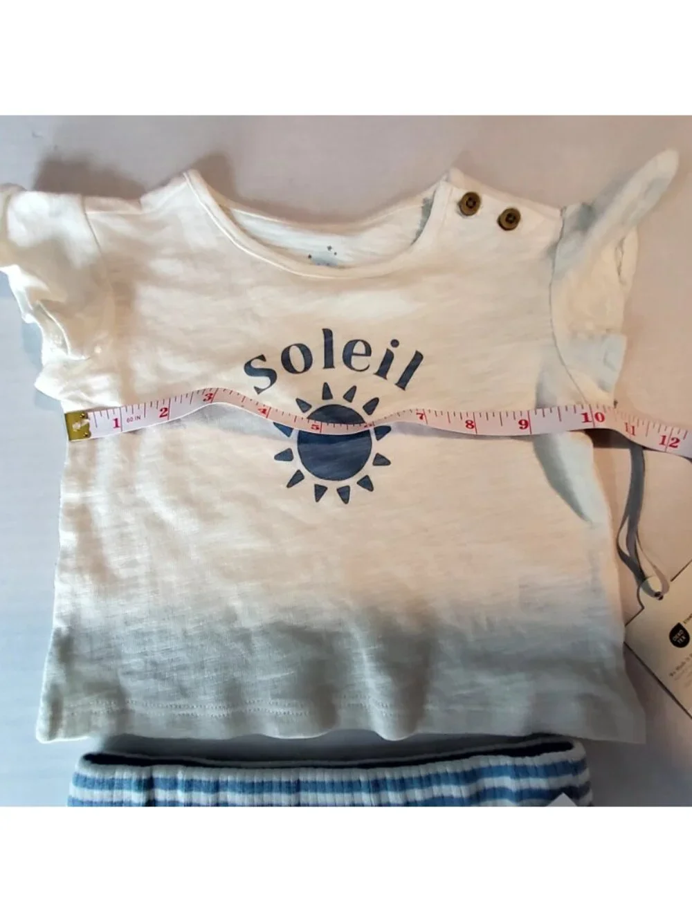 Cloud Island Baby 2-Piece Set In Cream & Blue Stripes Size 6-9Months Lightweight